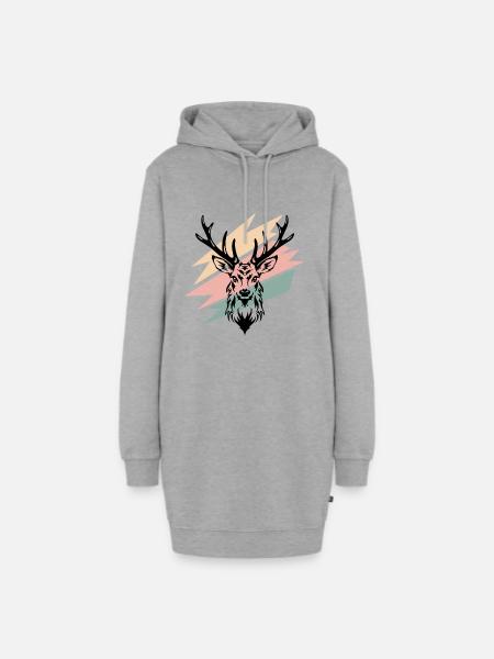 Hirsch - Hoodie-Kleid - Grau meliert