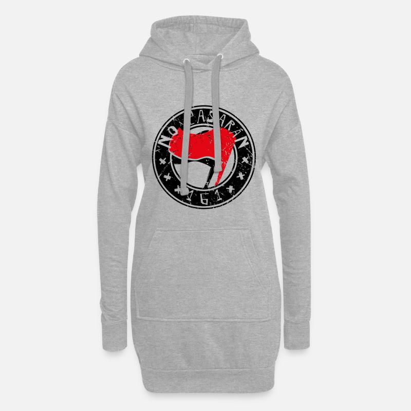 no pasaran 161 logo - Hoodie-Kleid - Grau meliert