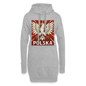 Polska Adler weiß rot Geschenk Polen - Hoodie-Kleid - Grau meliert - Vorne