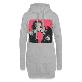 Punk Love – Kussmoment im Rebel Style - Hoodie-Kleid - Grau meliert - Vorne