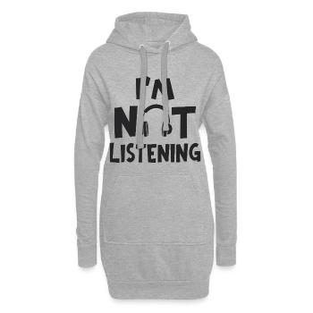 Je n’écoute pas de musique casque d’écoute - Sweat-shirt à capuche long Femme - gris chiné - Devant