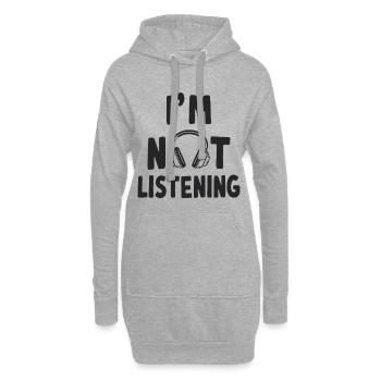 Je n’écoute pas de musique casque d’écoute - Sweat-shirt à capuche long Femme - gris chiné - Devant