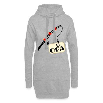 Angelrute Angeln Opa - Hoodie-Kleid - Grau meliert - Vorne