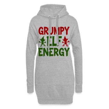 Grumpy Elf Energy Mürrischer Wichtel - Hoodie-Kleid - Grau meliert - Vorne