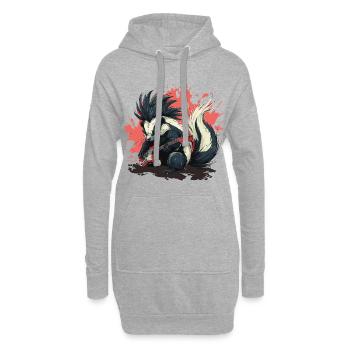 Punk Stinktier mit Bassgitarre - Hoodie-Kleid - Grau meliert - Vorne