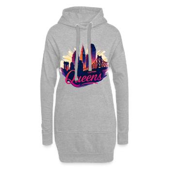 Queens City New York Silhouette Cadeau - Sweat-shirt à capuche long Femme - gris chiné - Devant