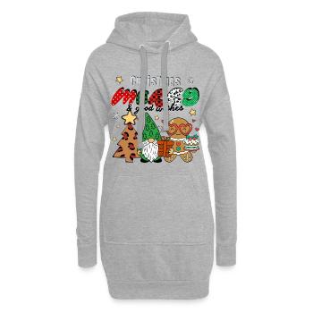 Weihnachtlicher Wichtel & Lebkuchenmann - Hoodie-Kleid - Grau meliert - Vorne