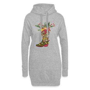 Weihnachtlicher Cowboystiefel - Hoodie-Kleid - Grau meliert - Vorne