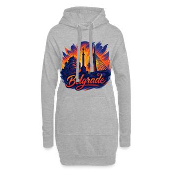 Belgrade Capitale Serbie Silhouette Cadeau - Sweat-shirt à capuche long Femme - gris chiné - Devant
