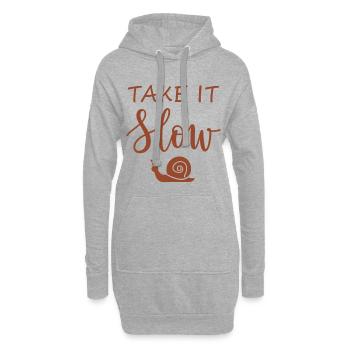 Take it slow Mach langsam mit Schnecke - Hoodie-Kleid - Grau meliert - Vorne