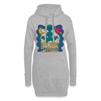 Meditierender Alien im Retro-Space Look - Hoodie-Kleid - Grau meliert - Vorne