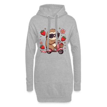 Cool Sloth Scooter Rider Kawaii Sommerkunst - Hoodie-Kleid - Grau meliert - Vorne