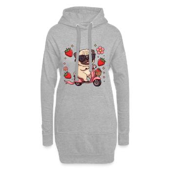 Cool Pug Scooter Fahrer Kawaii Sommerkunst - Hoodie-Kleid - Grau meliert - Vorne
