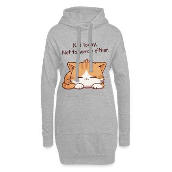 Chaton dormeur Not today Not tomorrow - Sweat-shirt à capuche long Femme - gris chiné - Devant