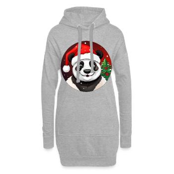 Panda de Noël - Sweat-shirt à capuche long Femme - gris chiné - Devant