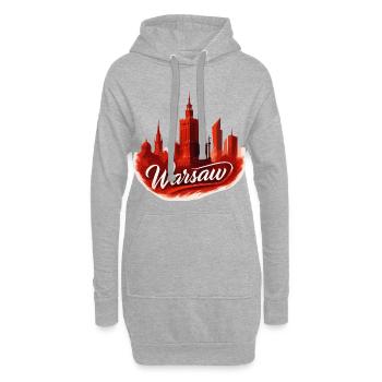 Warschau Stadtmotiv in Rot Polen cool Geschenk - Hoodie-Kleid - Grau meliert - Vorne