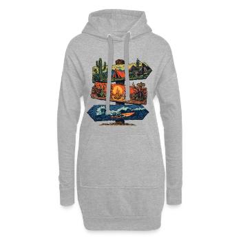 Panneau d’aventure – Camping, désert et vagues - Sweat-shirt à capuche long Femme - gris chiné - Devant