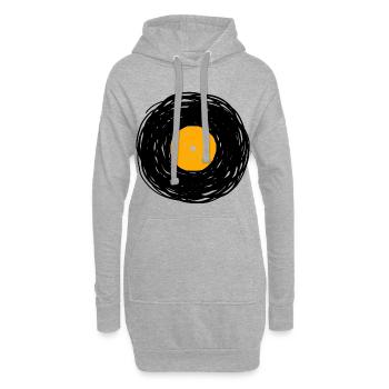 Esquisse de lignes de doodle sur album vinyle - Sweat-shirt à capuche long Femme - gris chiné - Devant