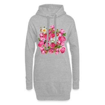 Magie de la fleur mélange rose et rose - Sweat-shirt à capuche long Femme - gris chiné - Devant