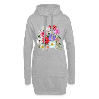 Sommerblumen Bouquet - Hoodie-Kleid - Grau meliert - Vorne