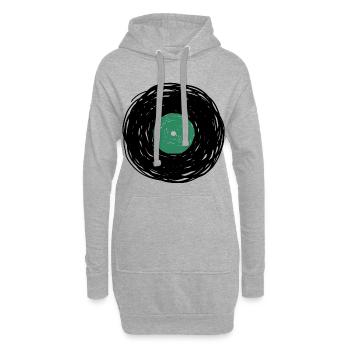 Skizzenzeichnung auf Vinylalbum - Hoodie-Kleid - Grau meliert - Vorne