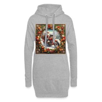 Le Père Noël sur une moto à cadre - Sweat-shirt à capuche long Femme - gris chiné - Devant