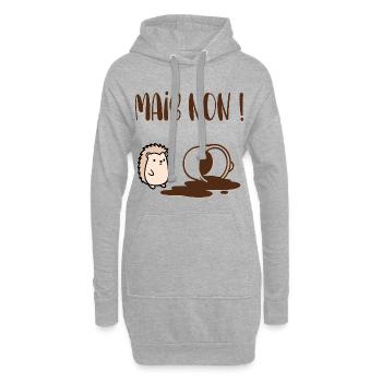 Mais Non Café - Sweat-shirt à capuche long Femme - gris chiné - Devant