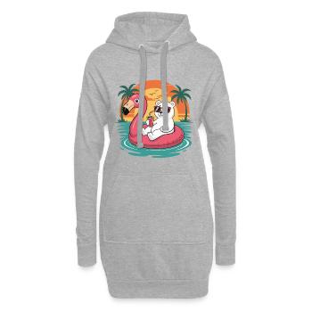 Lustiger Eisbär-Tropensommer-Flamingo-Float - Hoodie-Kleid - Grau meliert - Vorne