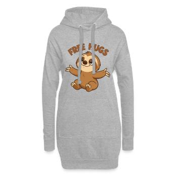 Faultier süß Gratis Umarmungen Geschenk - Hoodie-Kleid - Grau meliert - Vorne