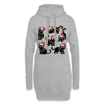Lumières de Noël pour chats - Sweat-shirt à capuche long Femme - gris chiné - Devant