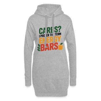Kohlenhydrate Ich bevorzuge Energieriegel Ernährungsexperte - Hoodie-Kleid - Grau meliert - Vorne