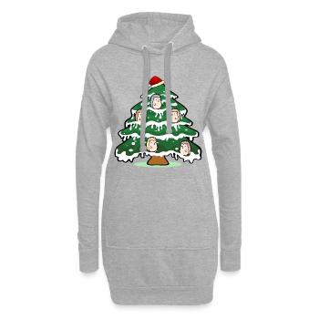 Sapin de Noël drôle Hérisson de Noël - Sweat-shirt à capuche long Femme - gris chiné - Devant