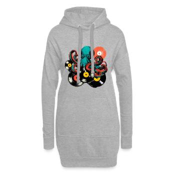 Mix vinyle Octopus - Sweat-shirt à capuche long Femme - gris chiné - Devant