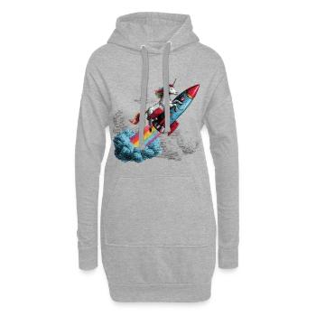 Einhorn Rakete - Hoodie-Kleid - Grau meliert - Vorne