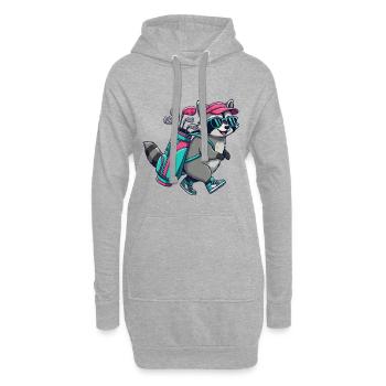 Lustiger Waschbär-Golfer Cartoon Cooles Golftier - Hoodie-Kleid - Grau meliert - Vorne