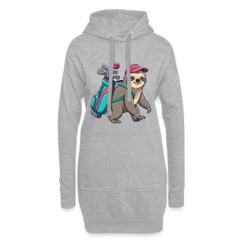 Lustiger Faultier-Golfer Cartoon Cooles Golftier - Hoodie-Kleid - Grau meliert - Vorne