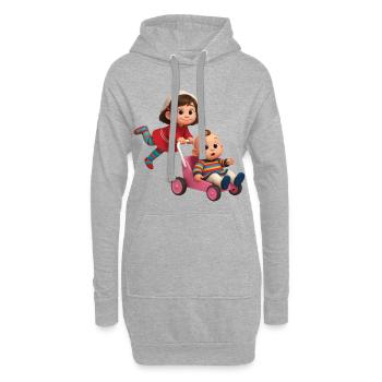 LASS UNS WEGFLIEGEN – Baby & Kinder - Hoodie-Kleid - Grau meliert - Vorne
