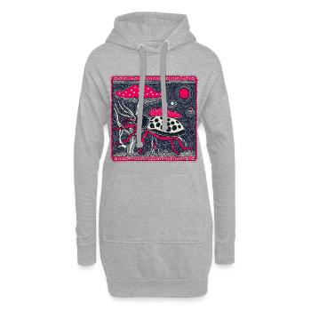 Psychedelischer Kaefer & Fliegenpilz – Retro Natur - Hoodie-Kleid - Grau meliert - Vorne
