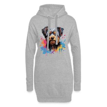 Yorkshire Terrier Splash Style - Sweat-shirt à capuche long Femme - gris chiné - Devant