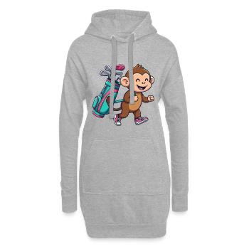 Lustiger Affe, Golfer, Cartoon, cooles Golftier, - Hoodie-Kleid - Grau meliert - Vorne