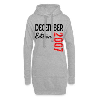 19e anniversaire décembre 2007 - Sweat-shirt à capuche long Femme - gris chiné - Devant