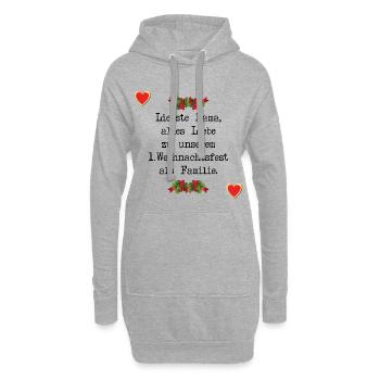 Erstes Weihnachten Baby Mama Familie - Hoodie-Kleid - Grau meliert - Vorne