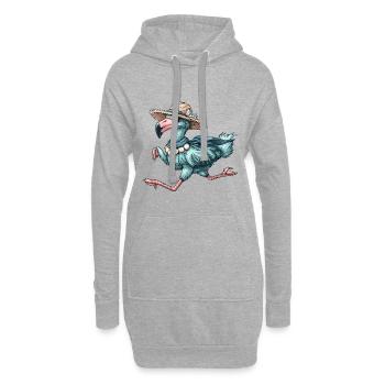 Laufender Flamingo-Sommerurlaub mit Sonnenbrille - Hoodie-Kleid - Grau meliert - Vorne
