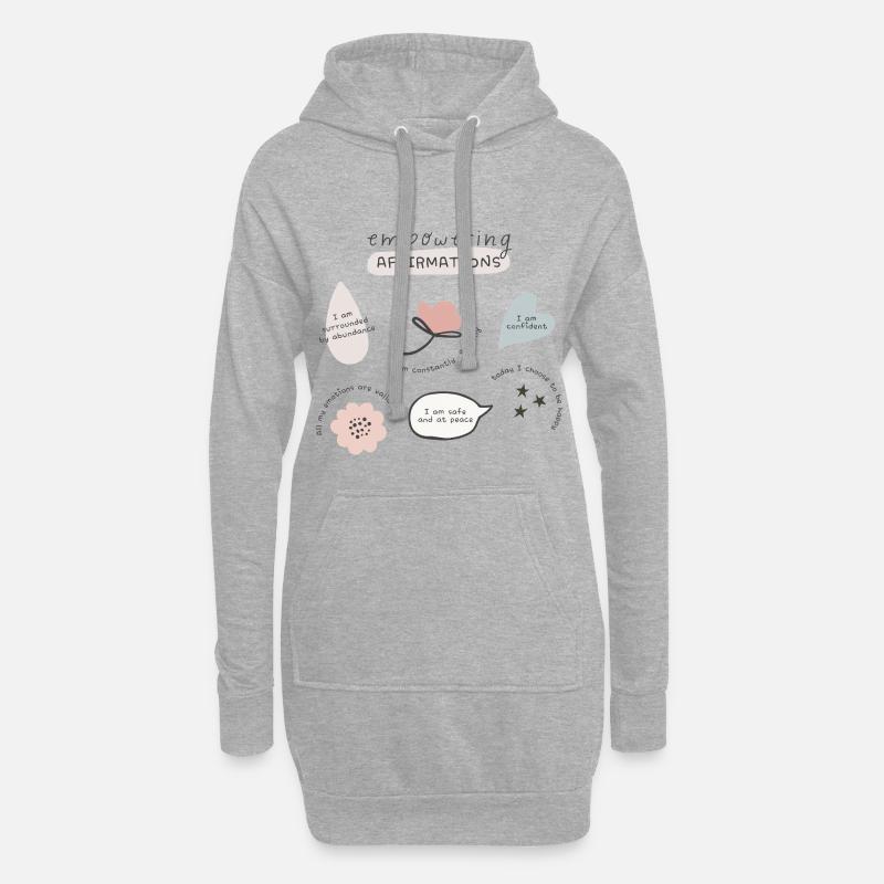 Empowering Affirmations - Hoodie-Kleid - Grau meliert