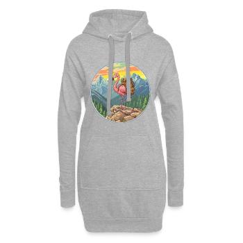 Süßes Flamingo-Wandern Camping Bergabenteuer - Hoodie-Kleid - Grau meliert - Vorne