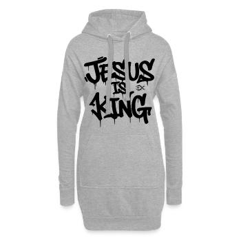JESUS IS KING-Urban Grafitti Style - Hoodie-Kleid - Grau meliert - Vorne