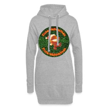 Lebkuchenmann wünscht Frohe Weihnachten  - Hoodie-Kleid - Grau meliert - Vorne