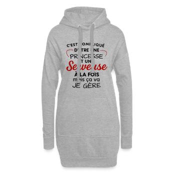 Princesse et Serveuse: Double Vocation - Sweat-shirt à capuche long Femme - gris chiné - Devant