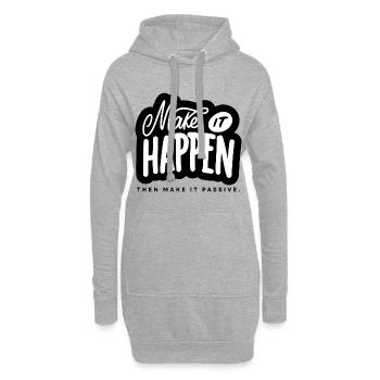 Make It Happen Typo Motivationsspruch - Hoodie-Kleid - Grau meliert - Vorne