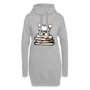 Un joli Westie Dog Reading Book avec des lunettes - Sweat-shirt à capuche long Femme - gris chiné - Devant